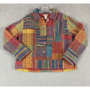 TravelSmith Womens Size M Colorful Art To Wear Button Up Lined Cotton Jacket